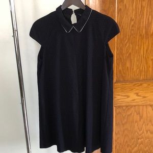 Navy polka dot shirt dress